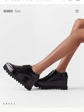 Stella McCartney Glossy Black Platform Lace-Up Oxfords